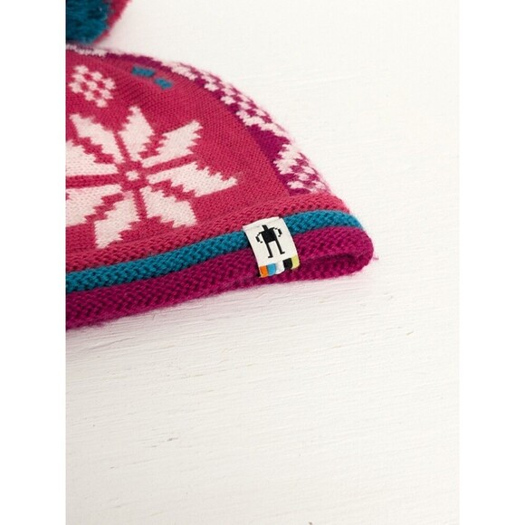 Smartwool Merino Wool Beanie Pom Pom Winter Hat size L/XL 6-12 Pink Iceland - Picture 2 of 6